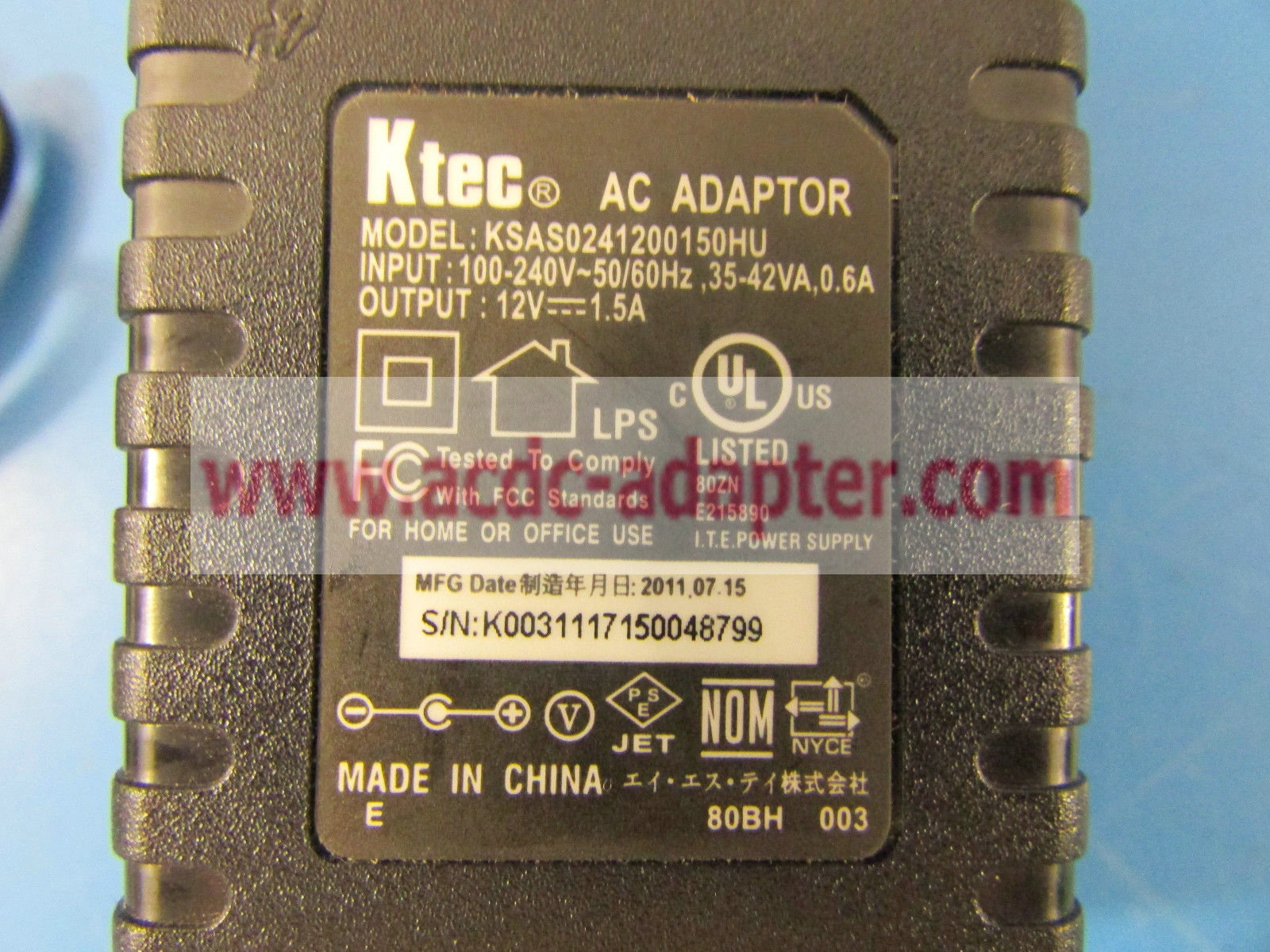 NEW Ktec KSAS0241200150HU 12V 1.5A Power Supply AC Adapter